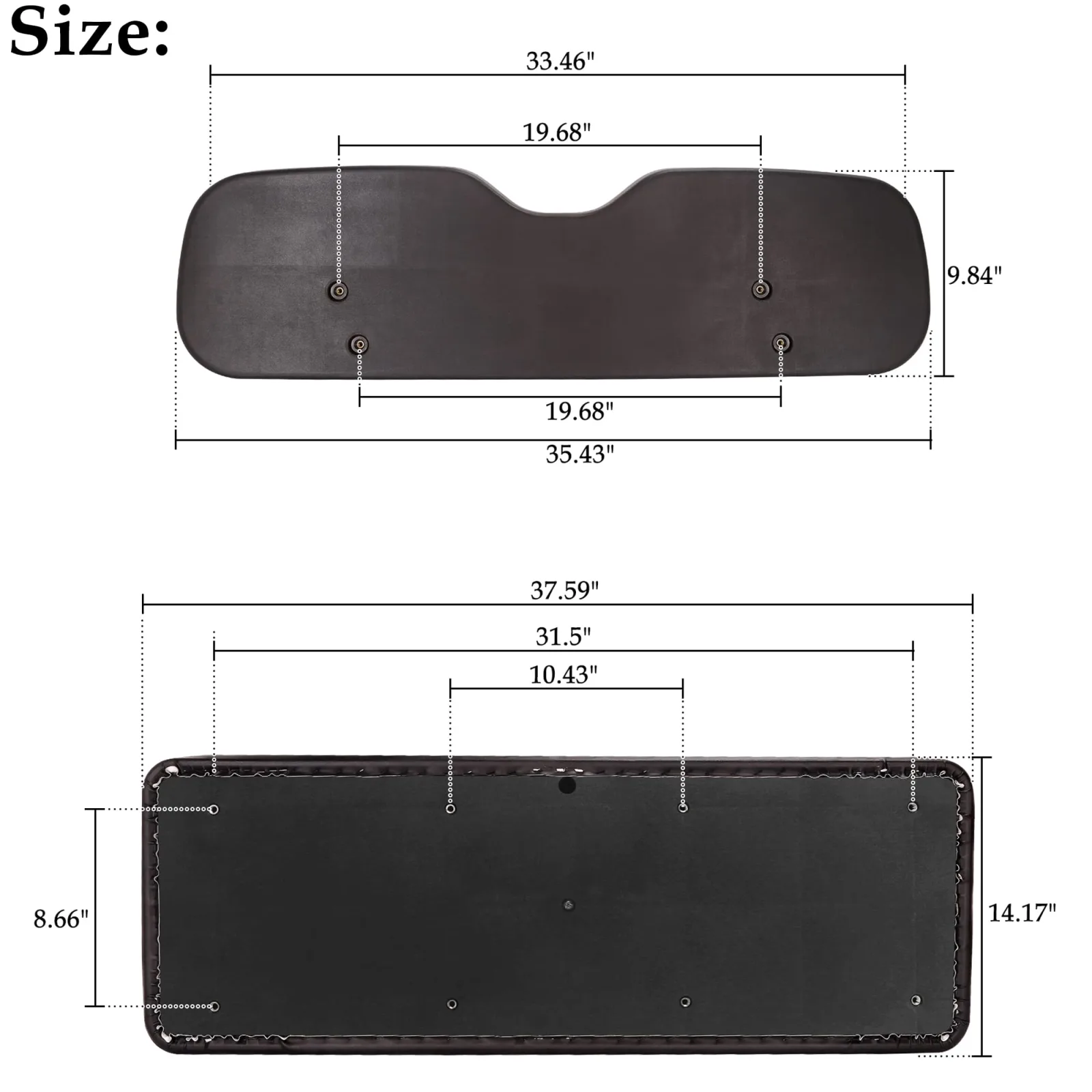 10L0L Rear Golf Cart Seat Cushion Set, Black Vinyl image 4