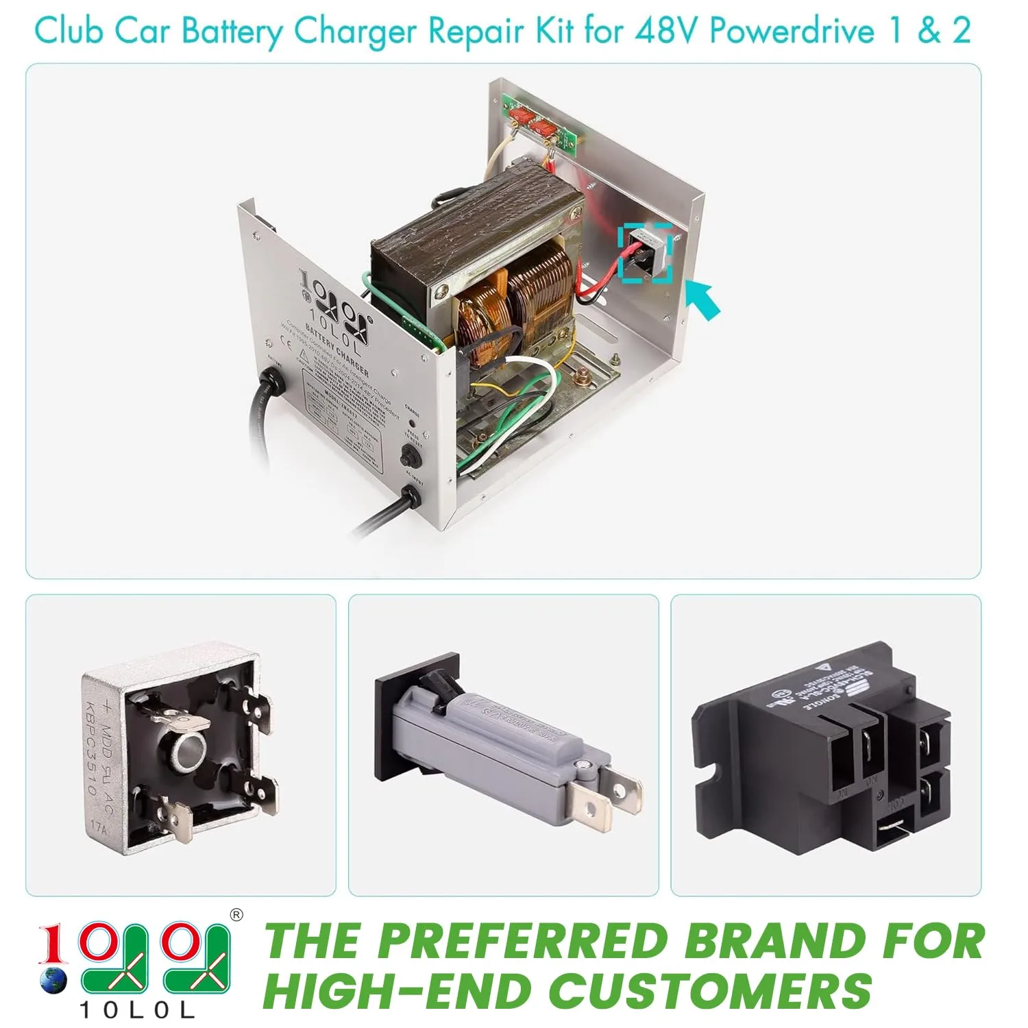 10L0L Club Car 48V PowerDrive 2 Charger Repair Kit image 2