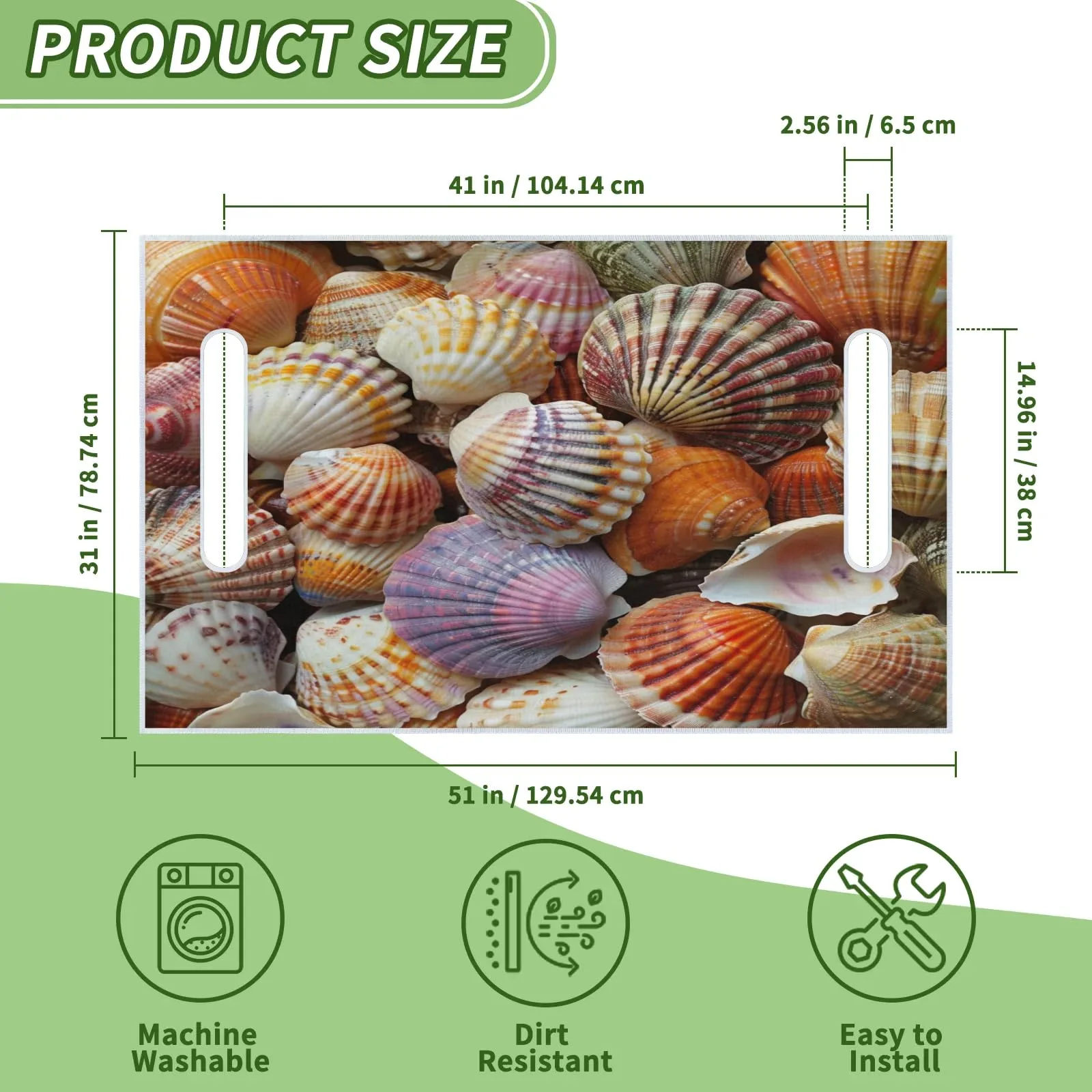 Tiveruda Seashells Golf Cart Seat Cover, 51 x 31 in image 2