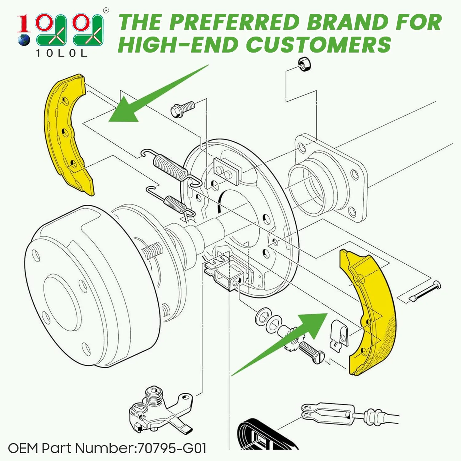 10L0L Golf Cart Brake Shoes 70794-G01-4 image 2