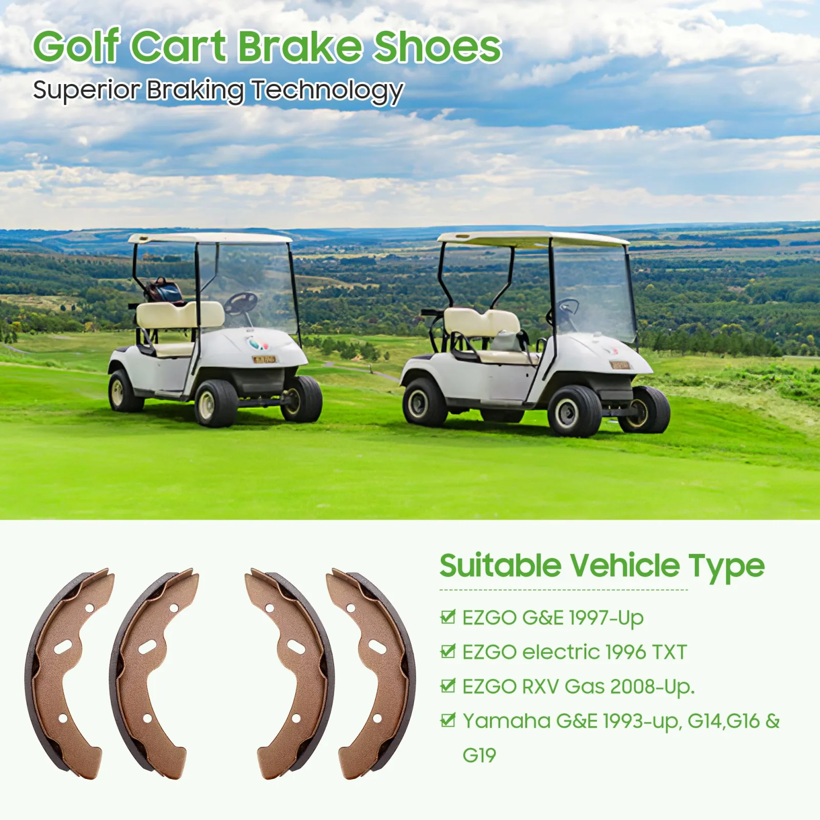 10L0L Golf Cart Brake Shoes 70794-G01-4 image 3