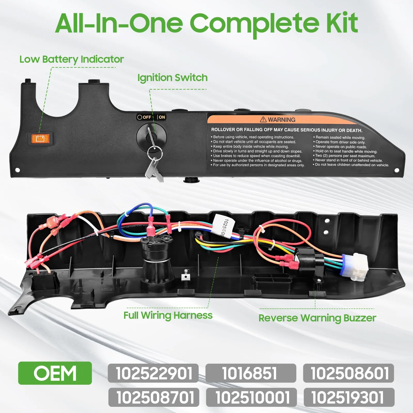 10L0L Club Car Precedent Dash Panel Instrument Kit image 3