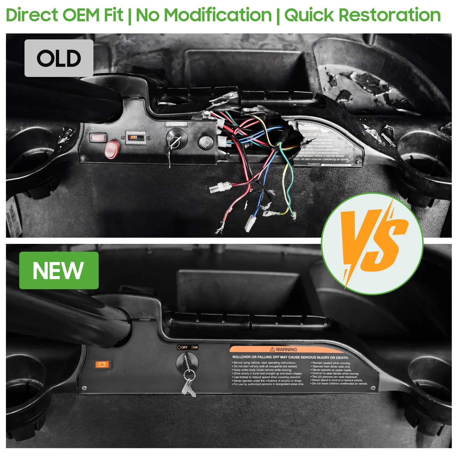 10L0L Club Car Precedent Dash Panel Instrument Kit image 4