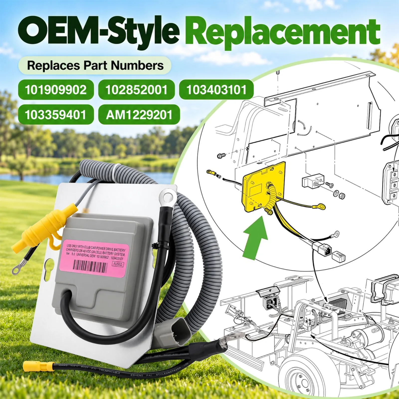 Roykaw G-0230N 48V OBC for Club Car DS and IQ 10 image 2