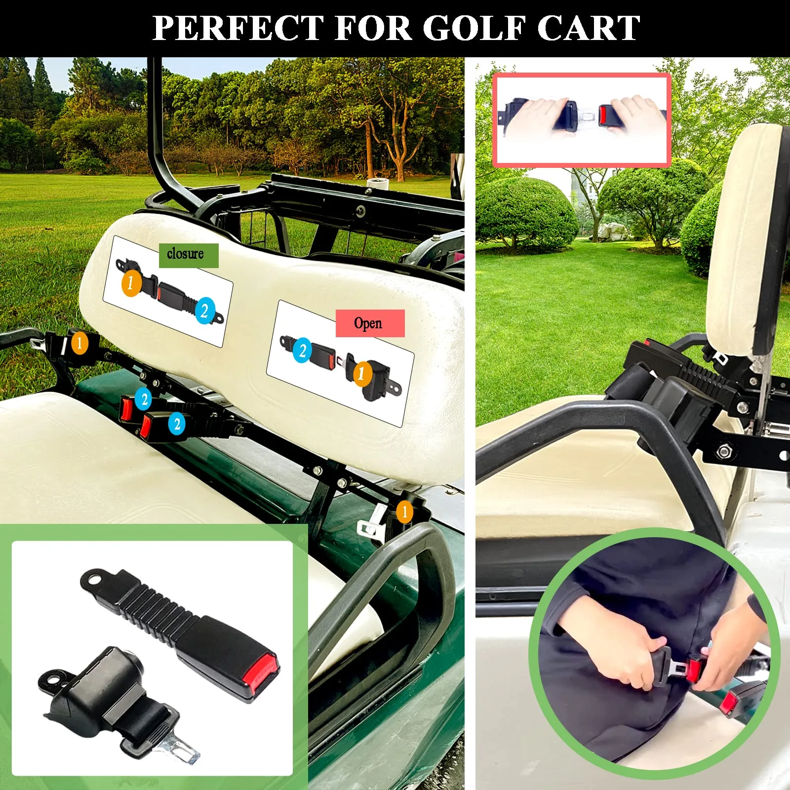 AIWEILUCK Golf Cart Retractable Seat Belt Bracket Kit image 2