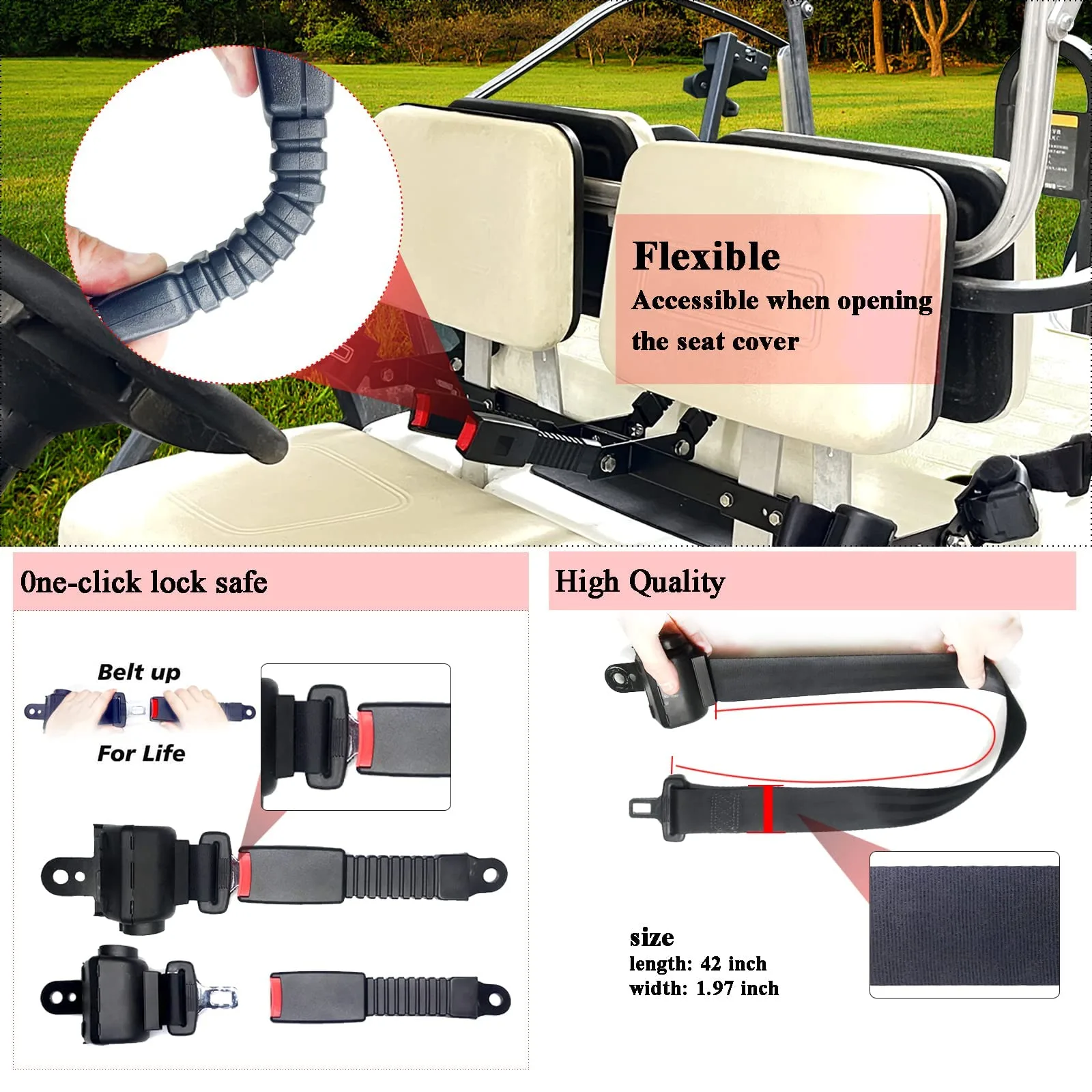 AIWEILUCK Golf Cart Retractable Seat Belt Bracket Kit image 4