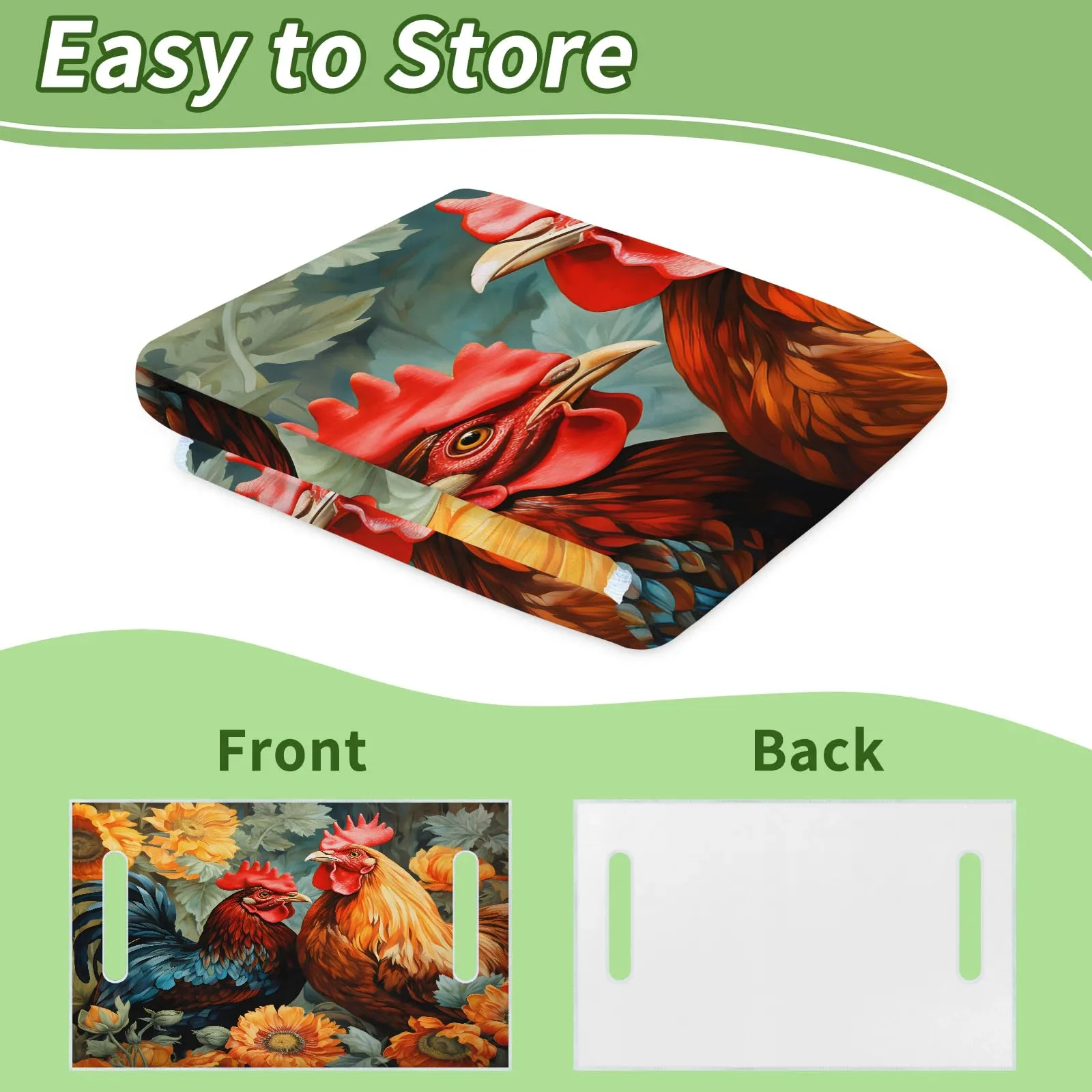 Tiveruda 51" x 31" Rooster Flower Fall Golf Cart Seat Cover image 4
