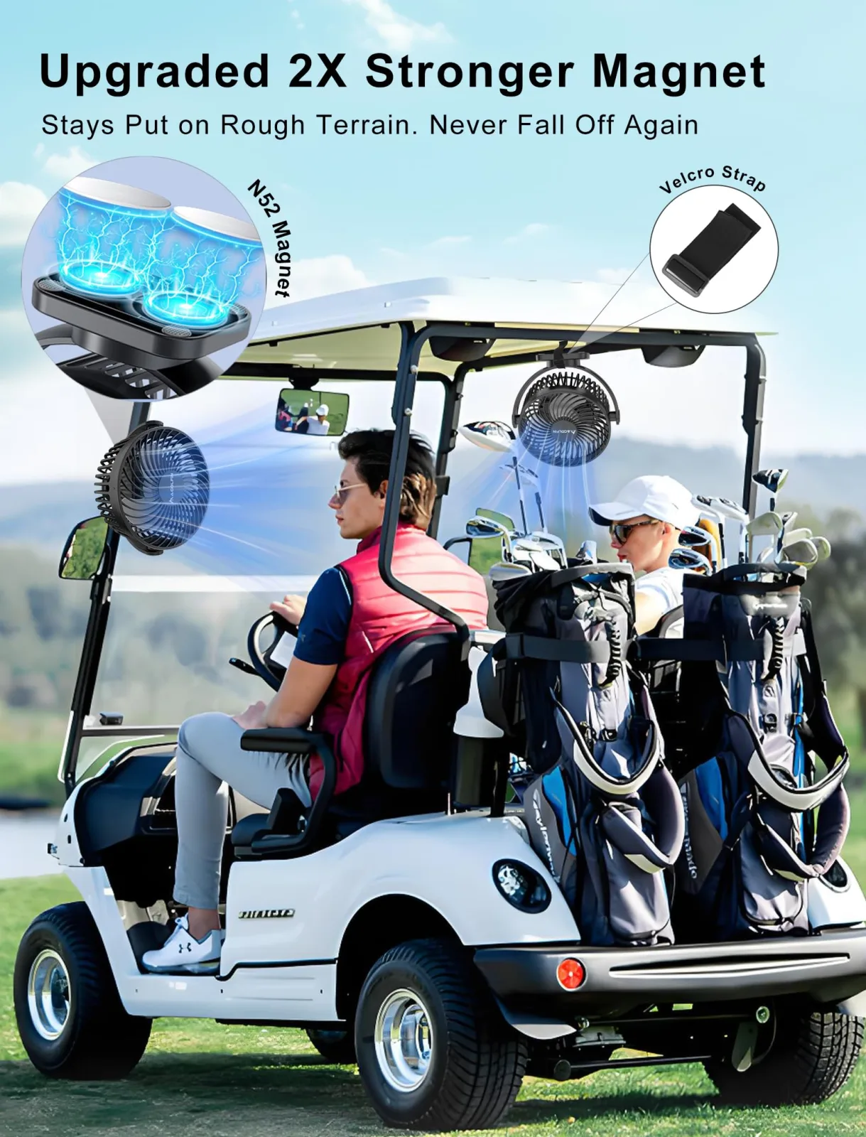MAGOLFIN YH-F175 Rechargeable Magnetic Golf Cart Fan image 2