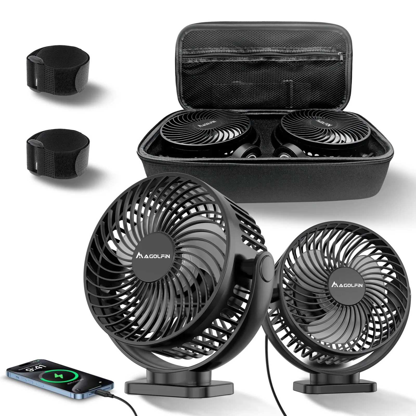 MAGOLFIN YH-F175 Rechargeable Magnetic Golf Cart Fan