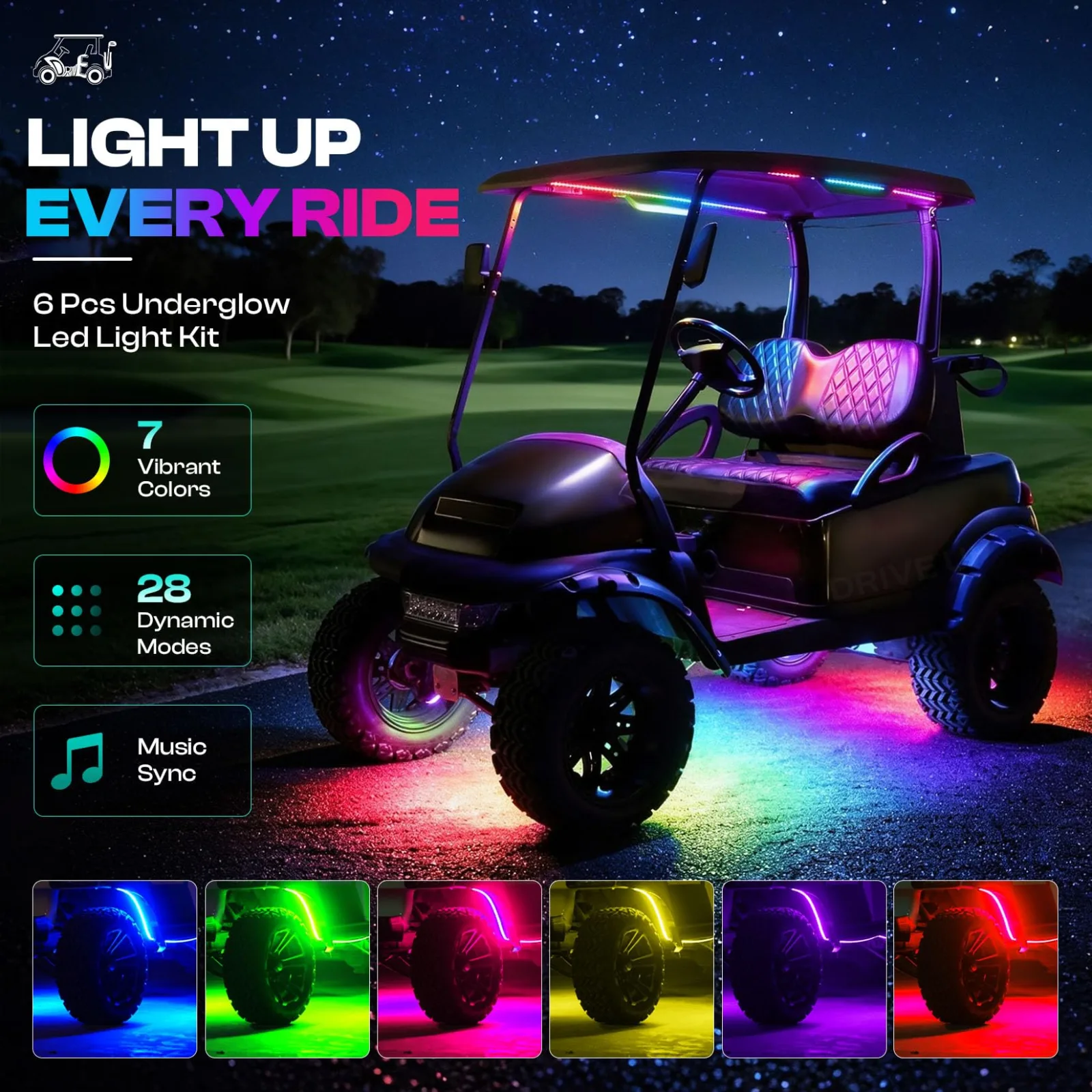 DRIVE UP Golf Cart Underglow LED Light Kit DU00306 image 2