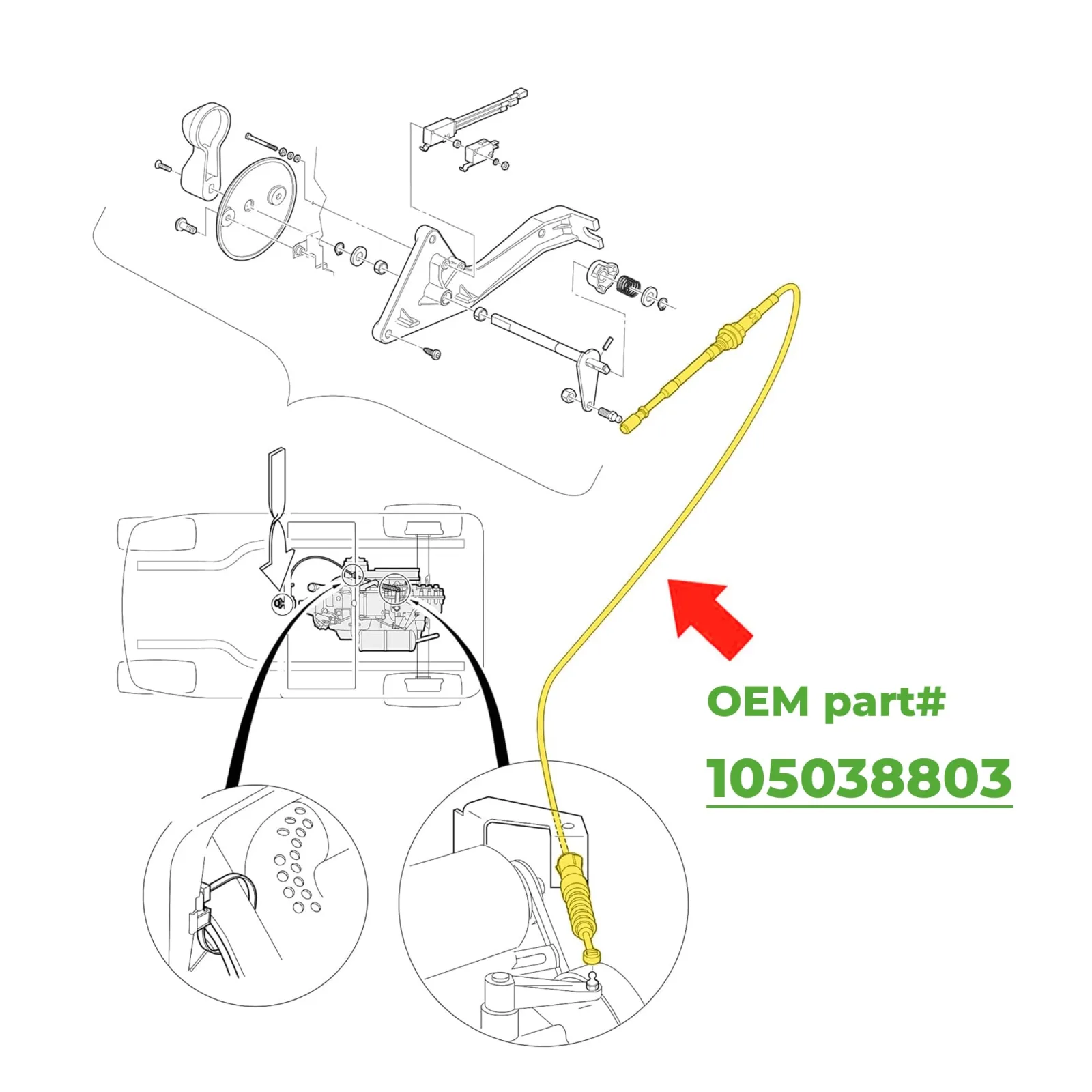 10L0L Club Car Precedent Shift Cable 105038803 image 3