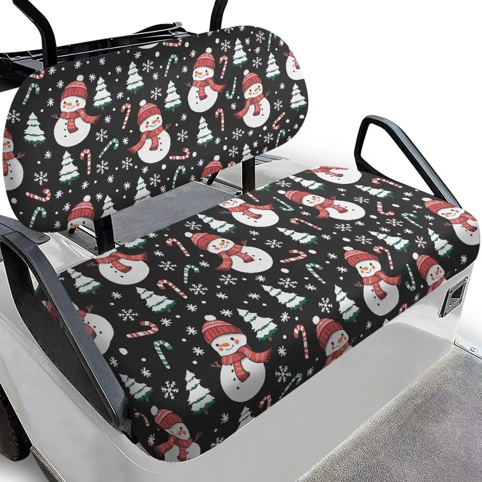Quidrwyo Christmas Snowman Golf Cart Seat Cover Set