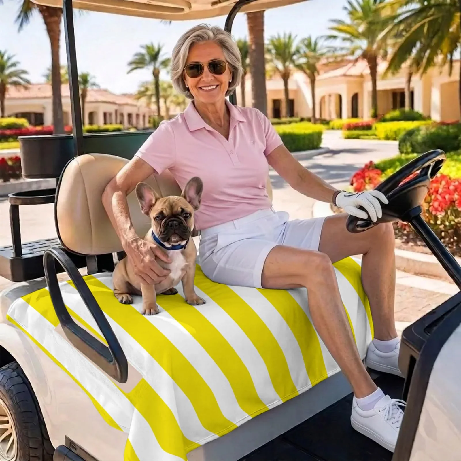 BEMIGO Yellow Golf Cart Seat Cover, 51 x 31 Inches image 3