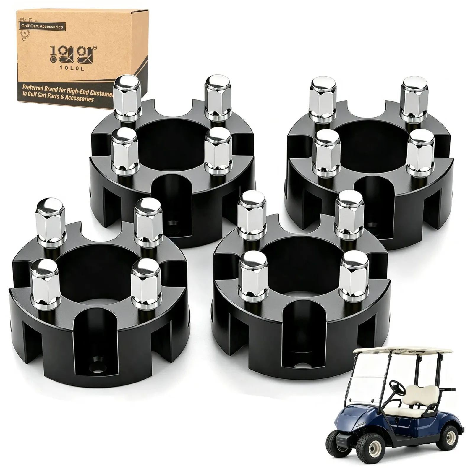 10L0L 2-Inch Golf Cart Wheel Spacers, 4x4 Bolt Pattern