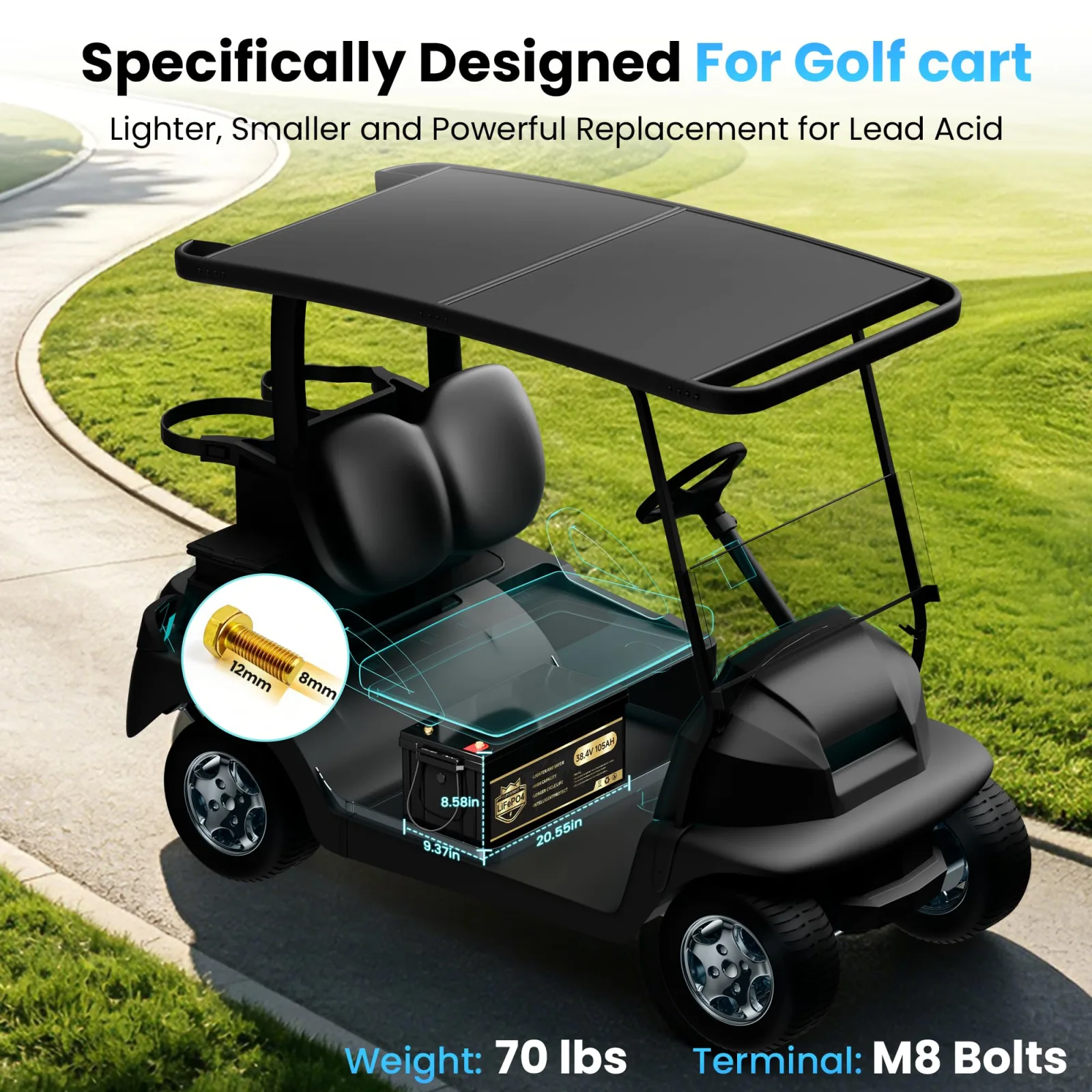 PUPVWMHB 36V 105Ah LiFePO4 Golf Cart Battery PUP-36V105AH image 2