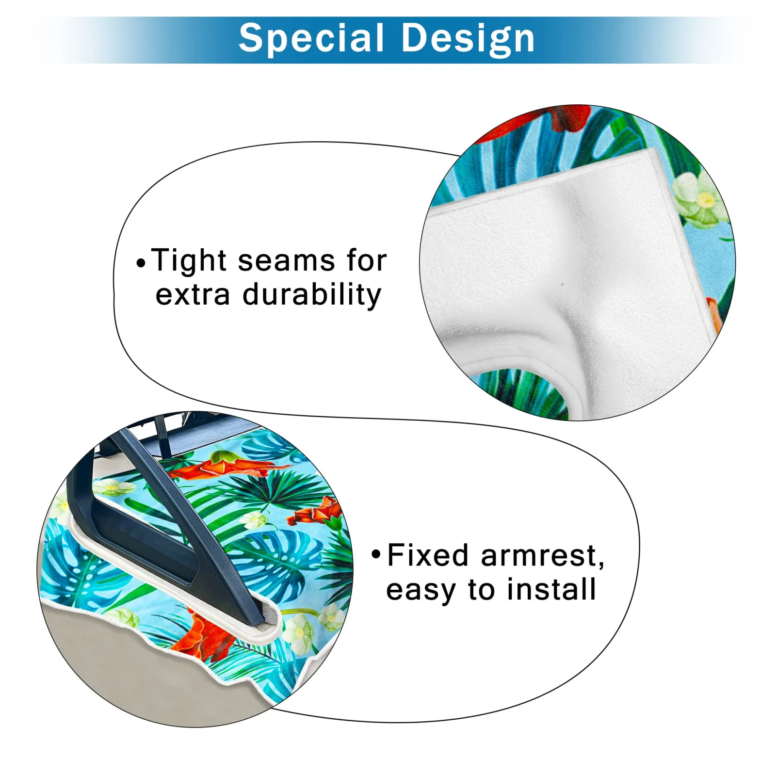 ENYORSEL Tropical Floral Golf Cart Seat Cover 51x31 in (B0B88B6D4K) image 3