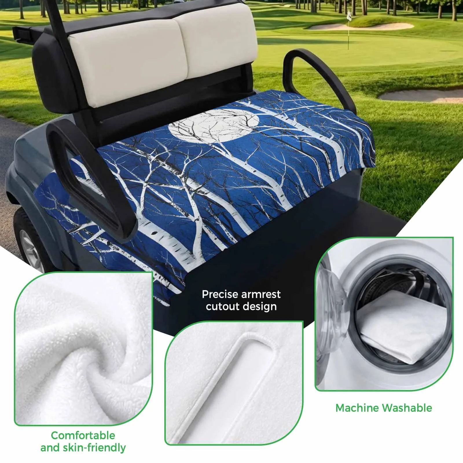 Trosturdspn Golf Cart Seat Cover, 51 x 31 in image 3