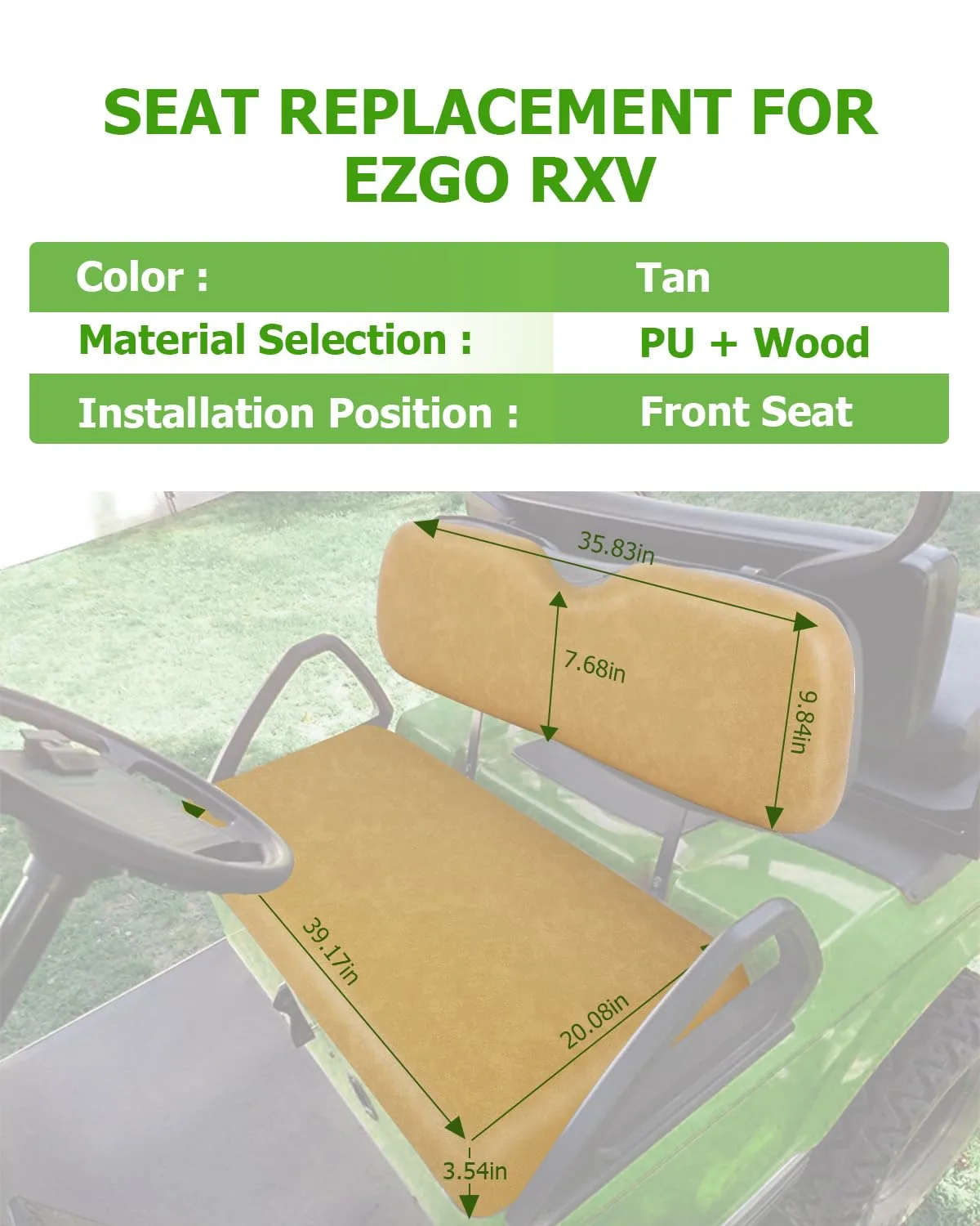 SCITOO Tan Front Seat Cushions for E-Z-GO RXV image 2