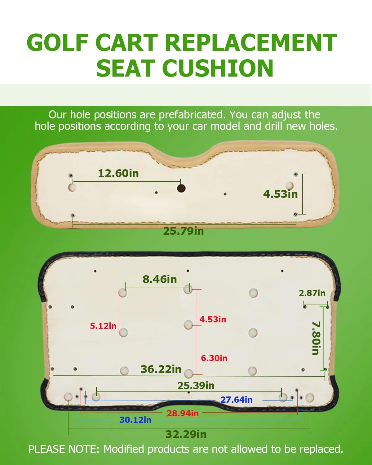 SCITOO Tan Front Seat Cushions for E-Z-GO RXV image 3