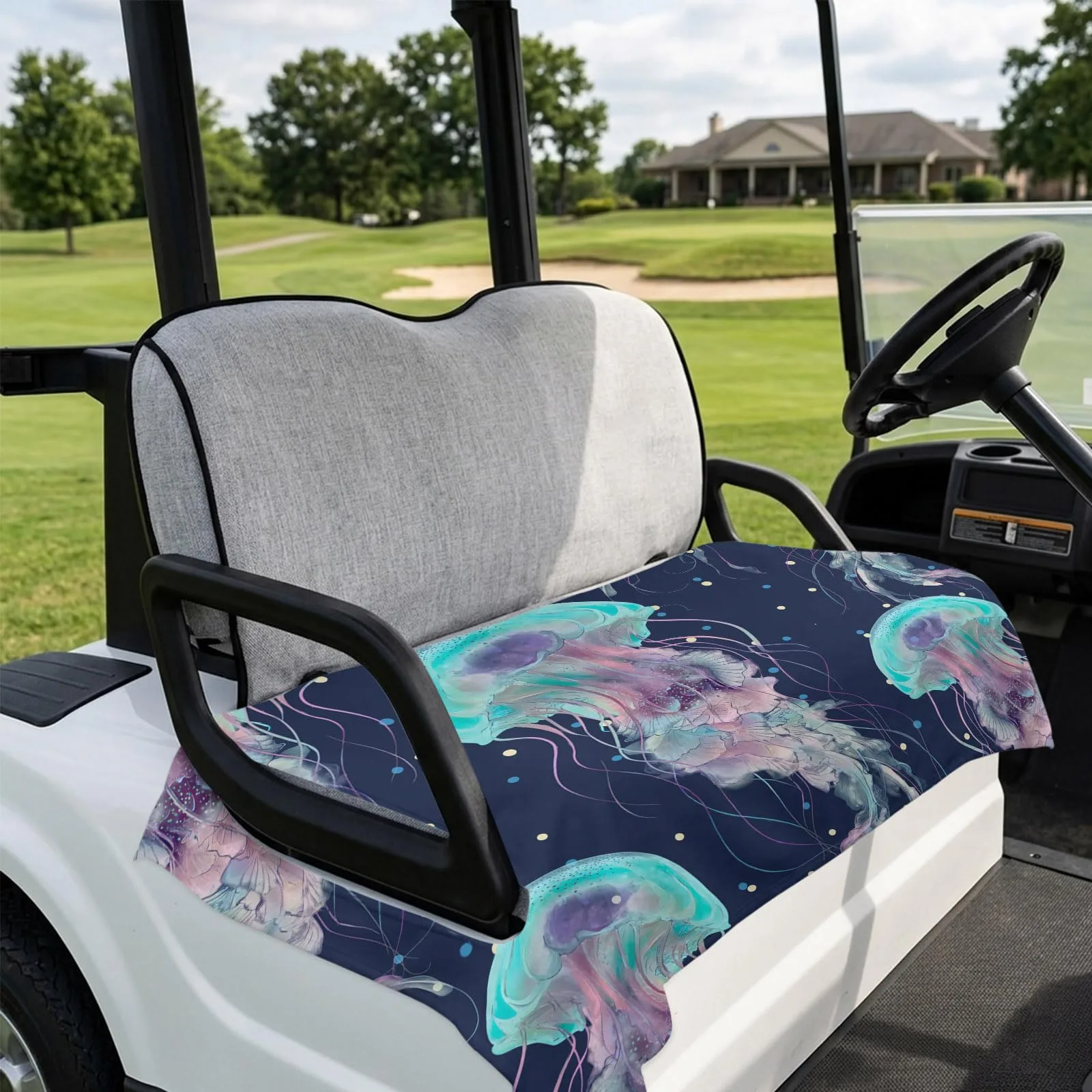 DecorLovee Jellyfish 51 x 31 Microfiber Golf Cart Seat Cover - Navy/Purple image 4