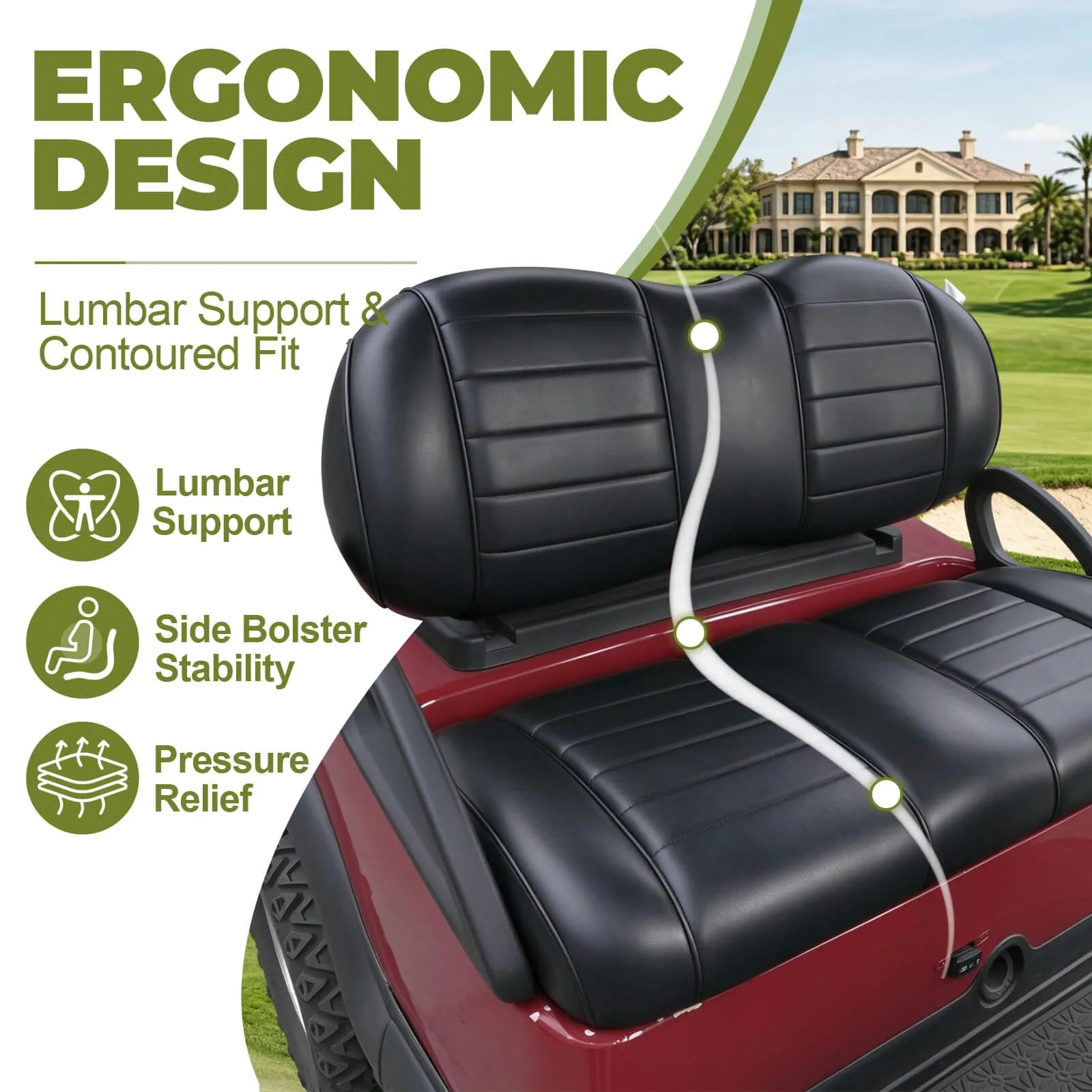 NOKINS Front Seat Cushion Kit for Club Car Precedent 2012+/Tempo/Onward - WGN30015-FK-PB image 3