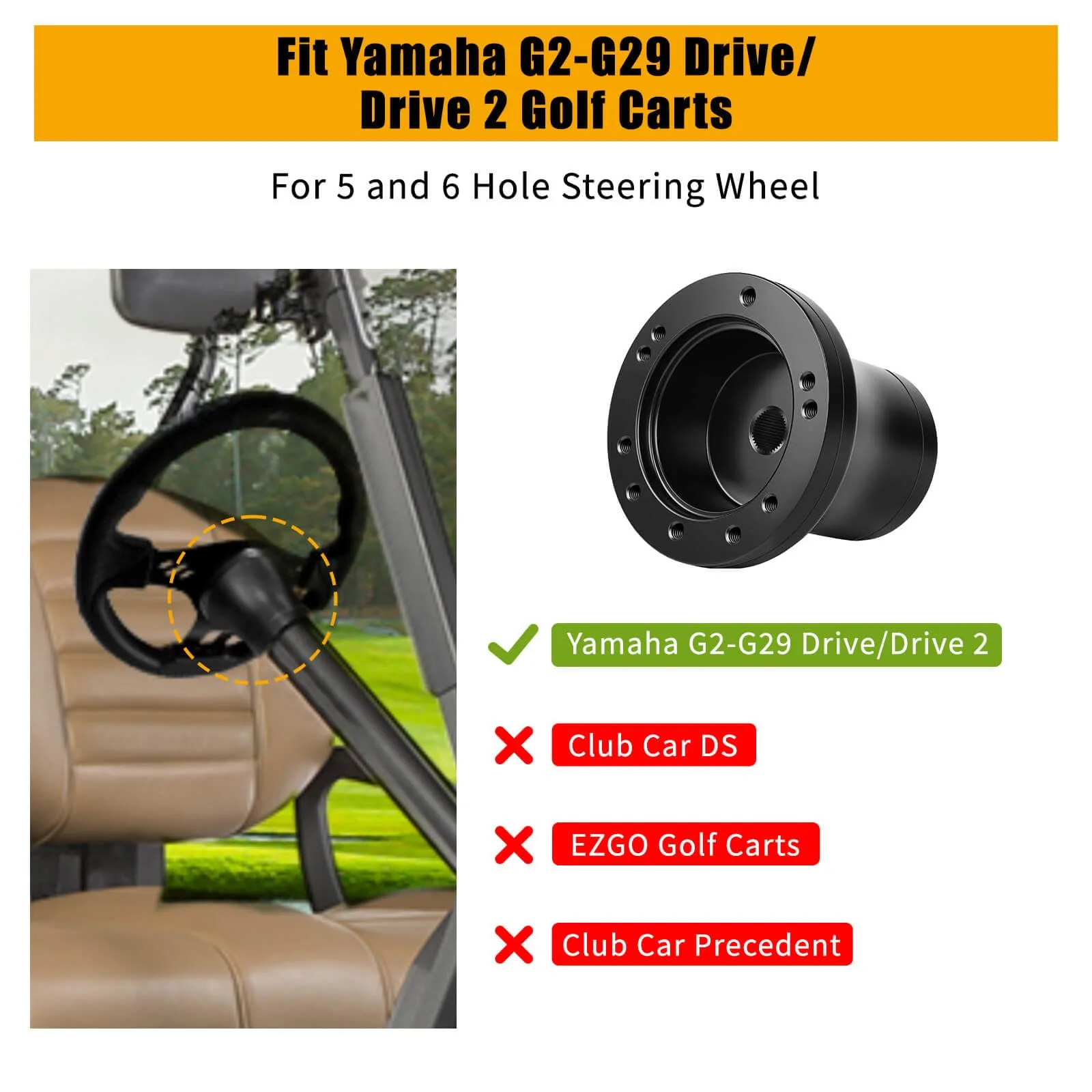 MOSNAI T-YA01 Yamaha Golf Cart Steering Wheel Adapter image 4