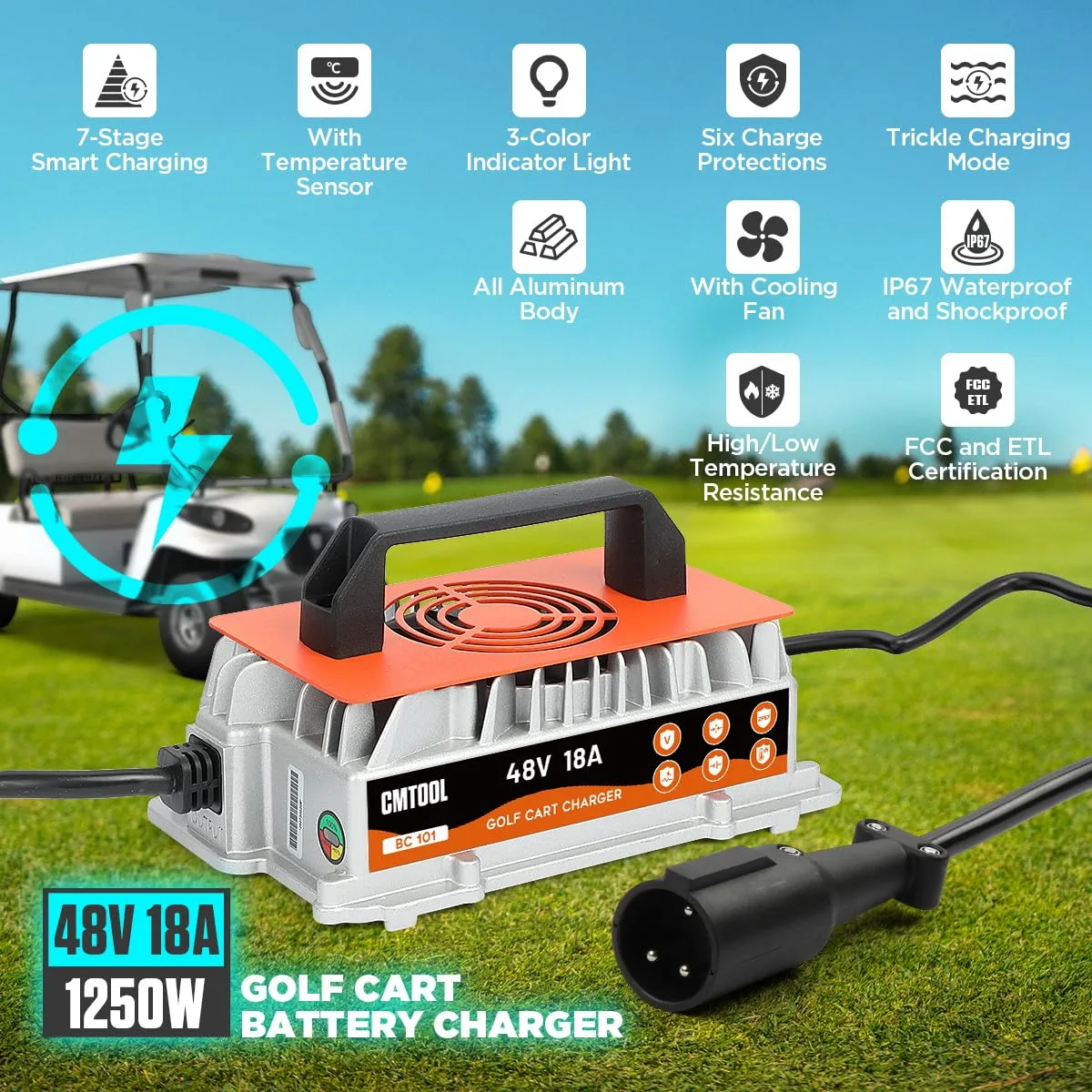 CMTOOL 48V 18A Club Car Golf Cart Battery Charger image 2