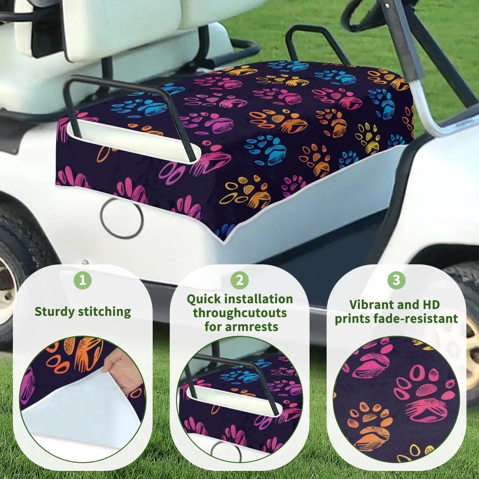 Tiveruda Golf Cart Seat Cover for Double Seats, 51 x 31 in image 3