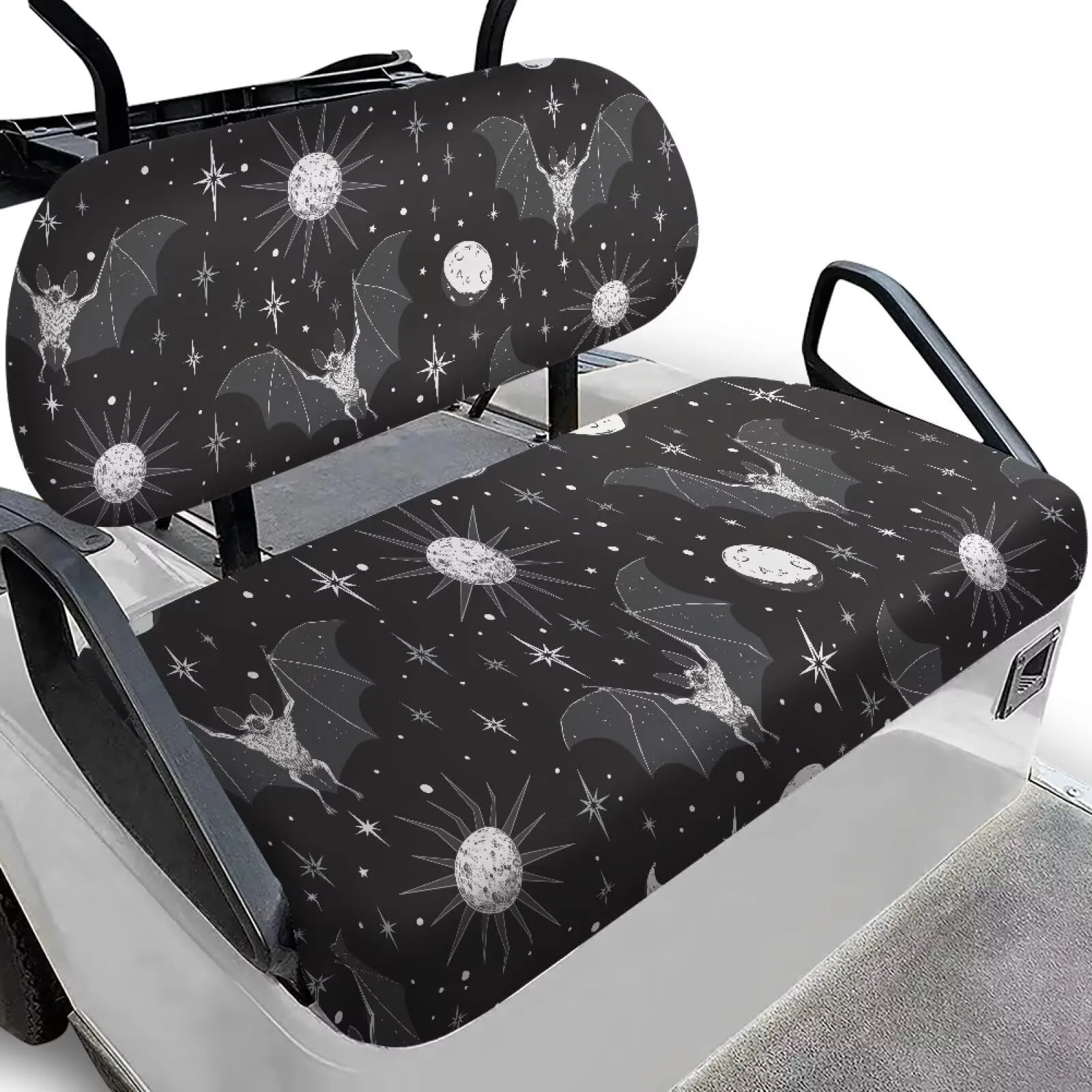 Quidrwyo Bats Stars Golf Cart Seat Covers, 2-Piece Set