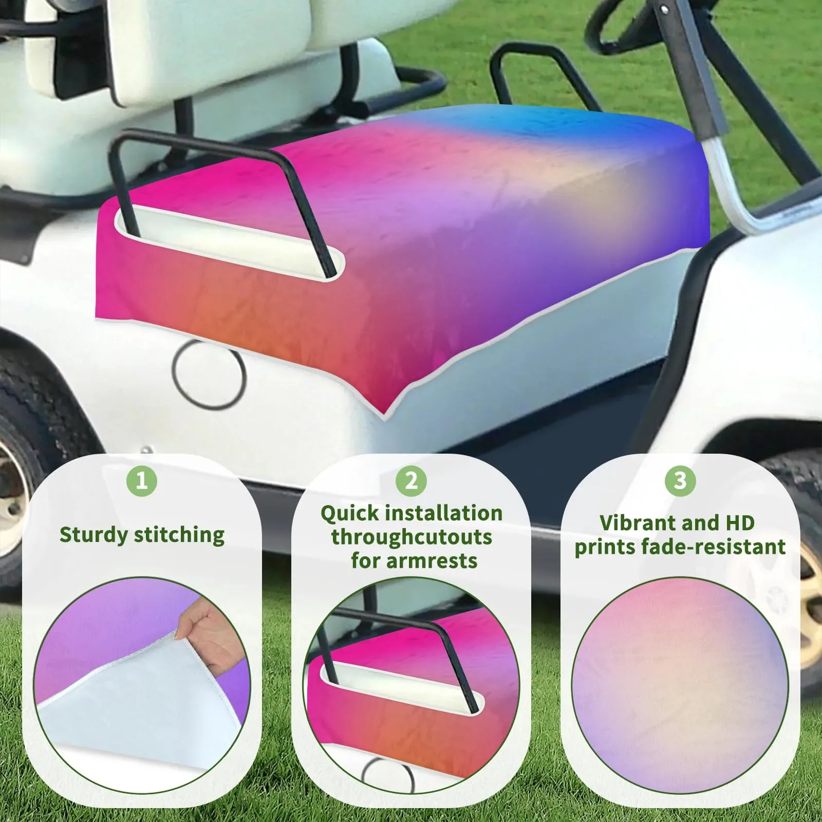 Tiveruda Golf Cart Seat Cover for Double Seats image 3