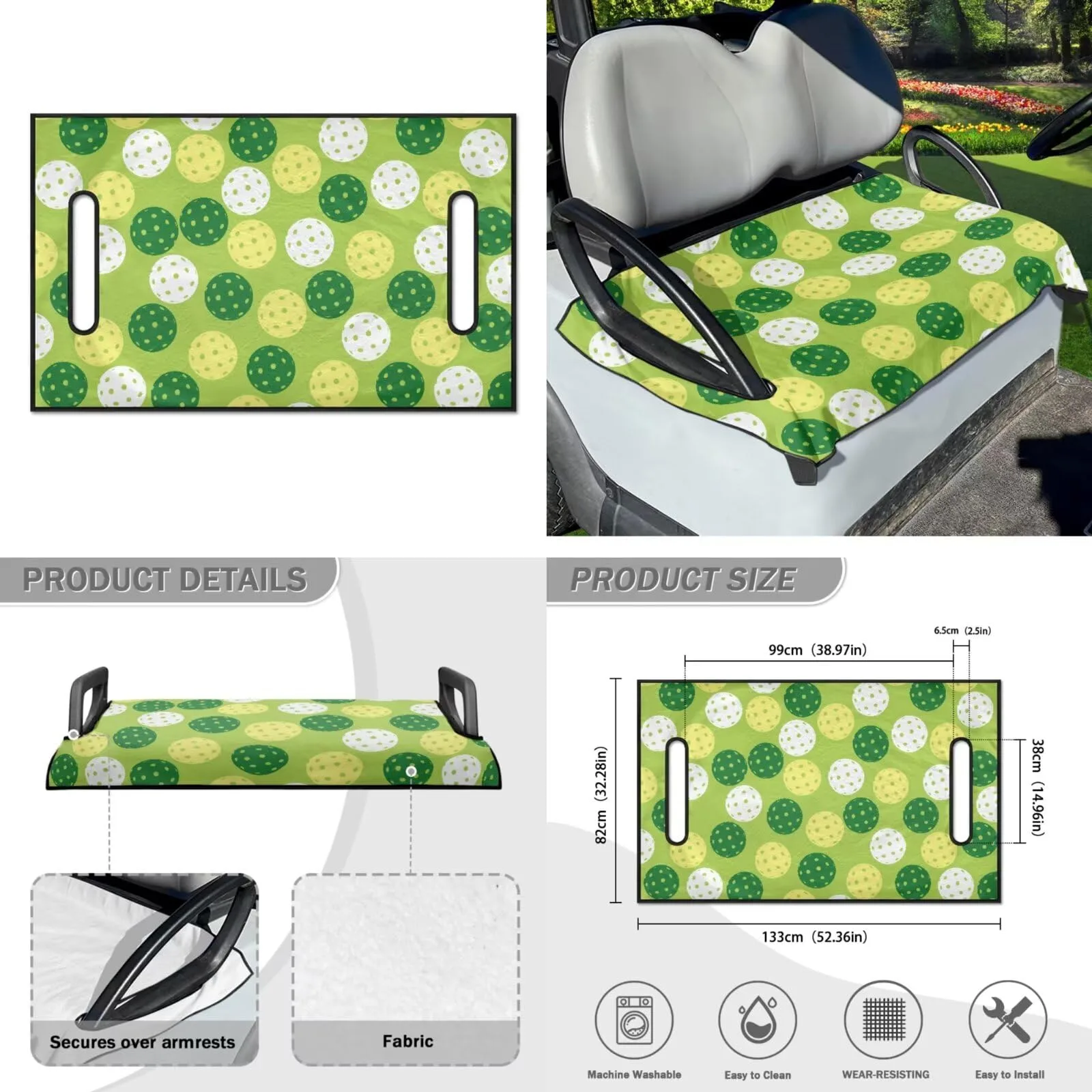 Yewattles Golf Cart Seat Cover for Club Car 2-Seat Carts image 2
