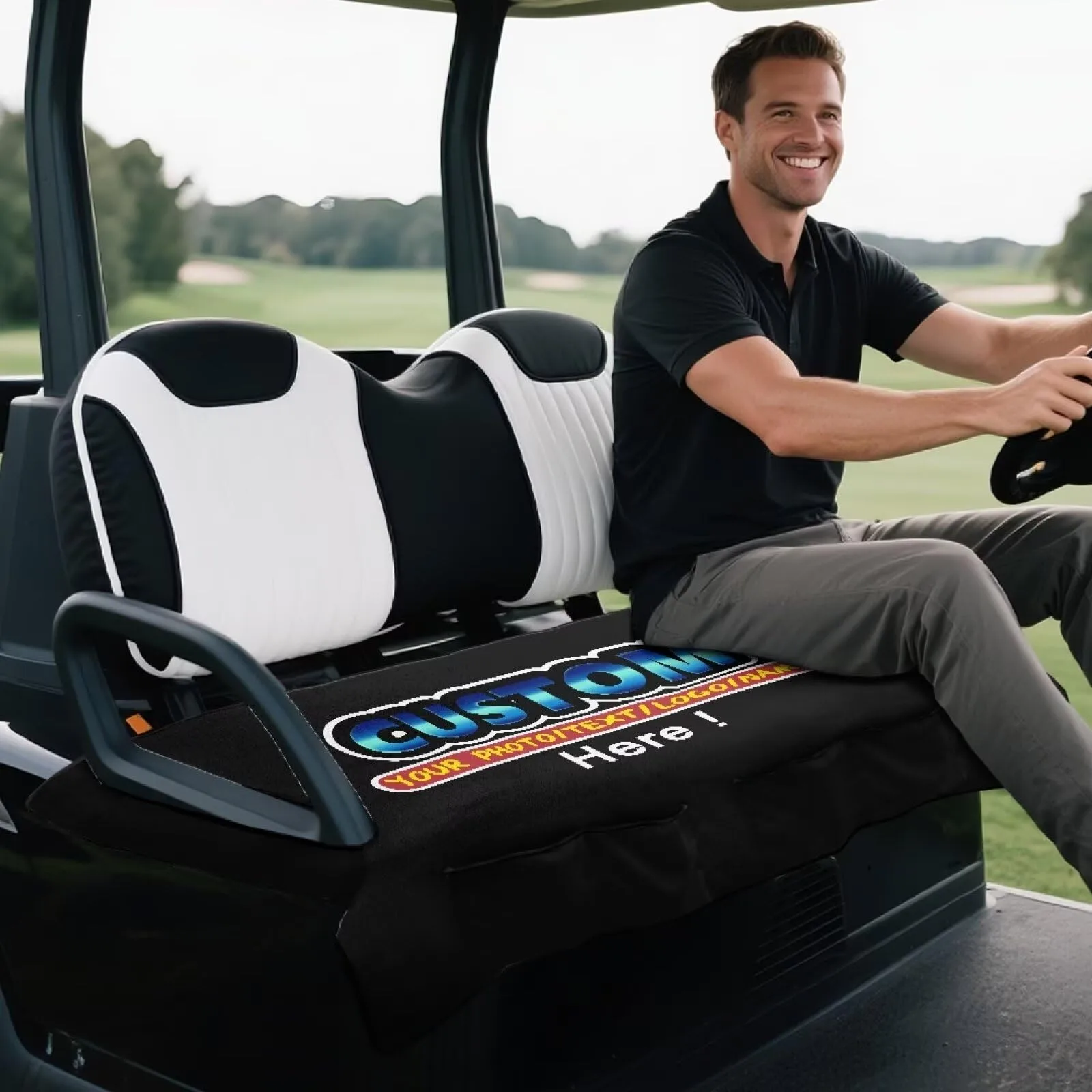 ELEQIN Golf Cart Seat Cover with 4 Storage Pockets image 3