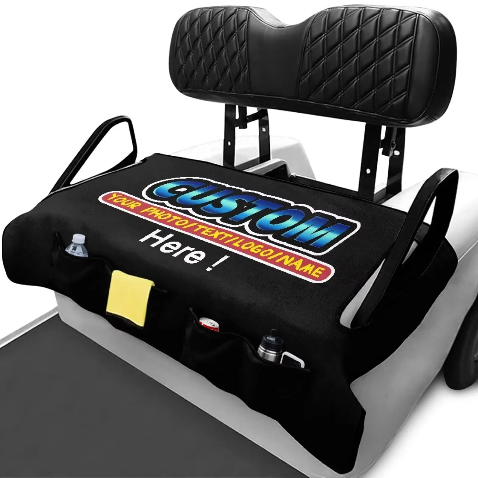 ELEQIN Golf Cart Seat Cover with 4 Storage Pockets