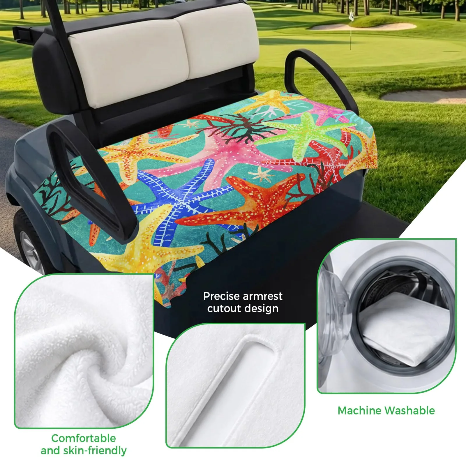 Trosturdspn Starfish Golf Cart Seat Cover Blanket image 3