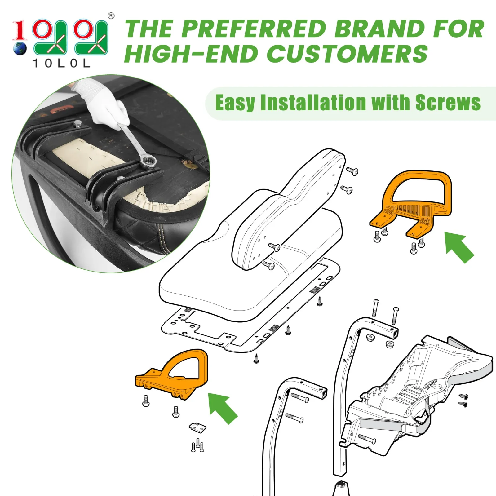 10L0L Armrest Hip Restraints for E-Z-G-O RXV 2016-Up image 2