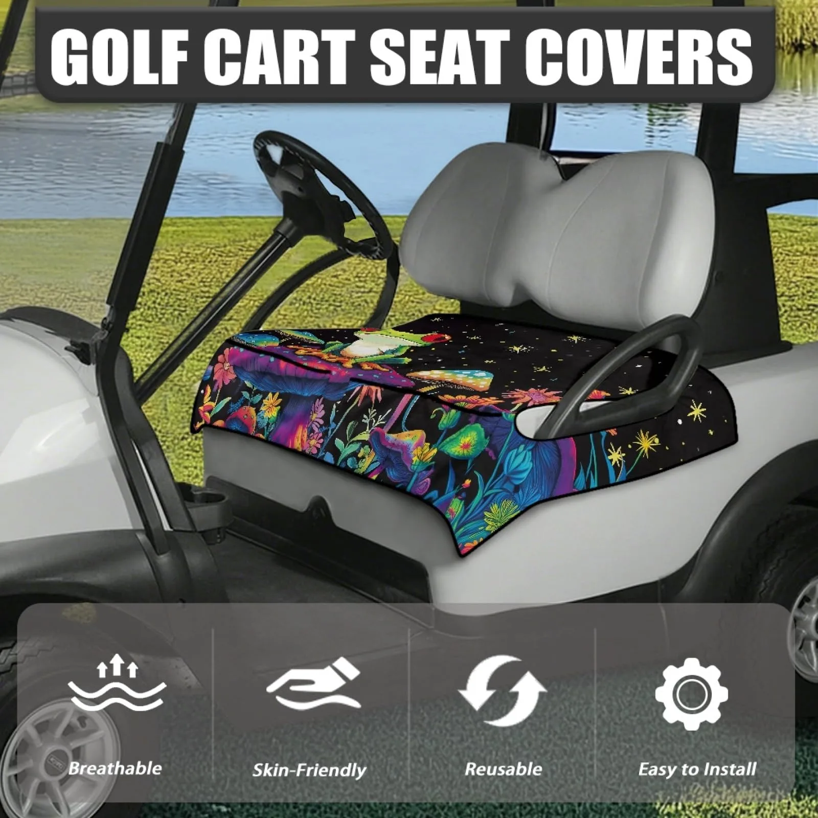 Knextrepoy Golf Cart Rear Seat Cover with Pockets image 3