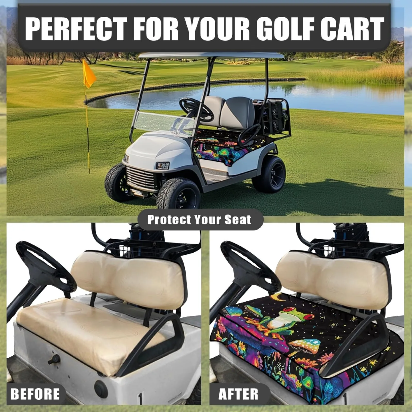 Knextrepoy Golf Cart Rear Seat Cover with Pockets image 4
