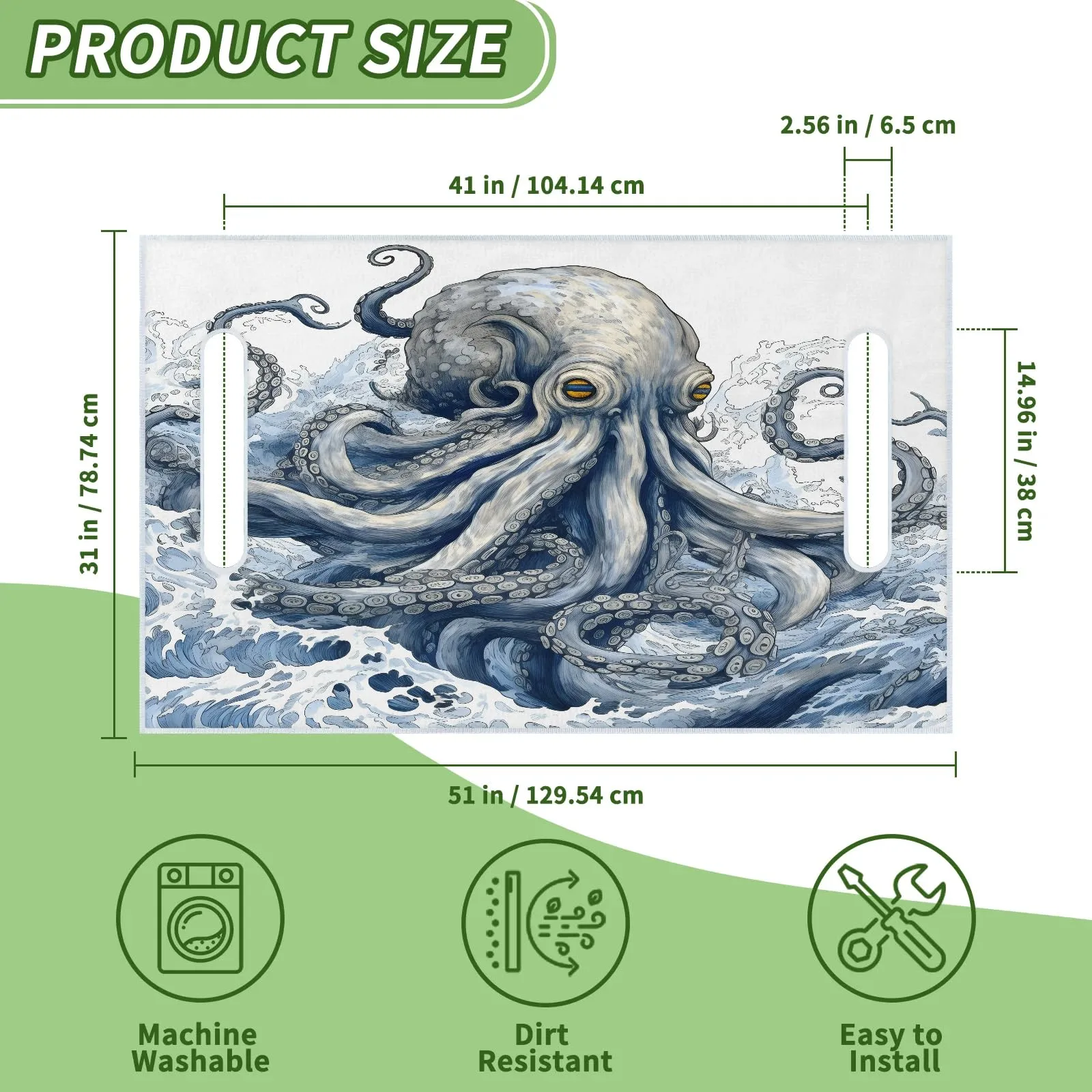 Tiveruda Octopus Golf Cart Seat Cover, 51 x 31 in image 2