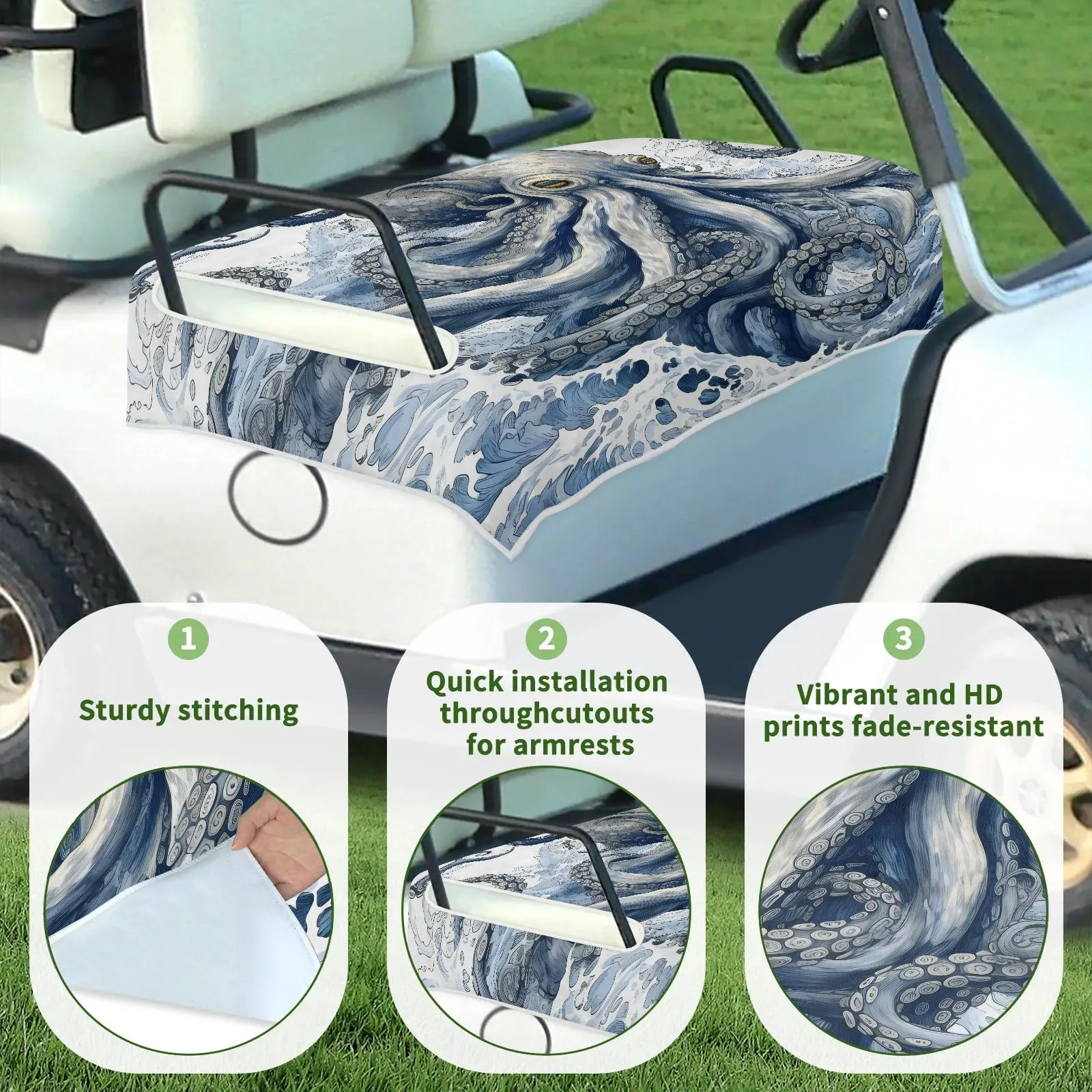 Tiveruda Octopus Golf Cart Seat Cover, 51 x 31 in image 3