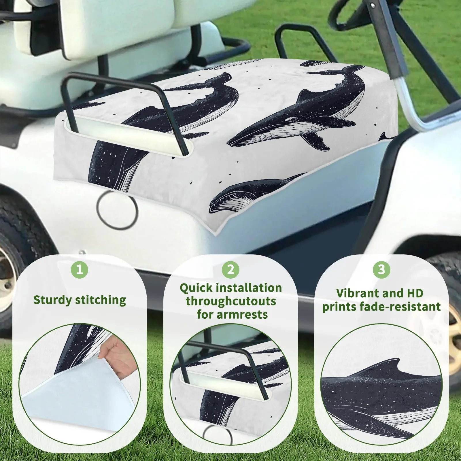Tiveruda Ocean Black Sharks Golf Cart Seat Cover image 3