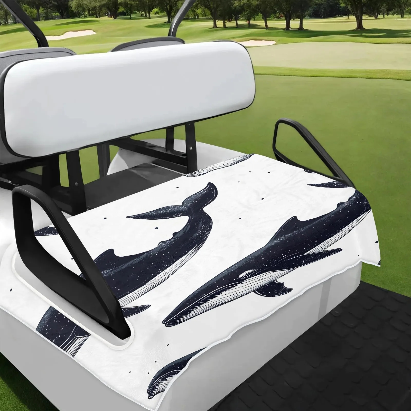 Tiveruda Ocean Black Sharks Golf Cart Seat Cover