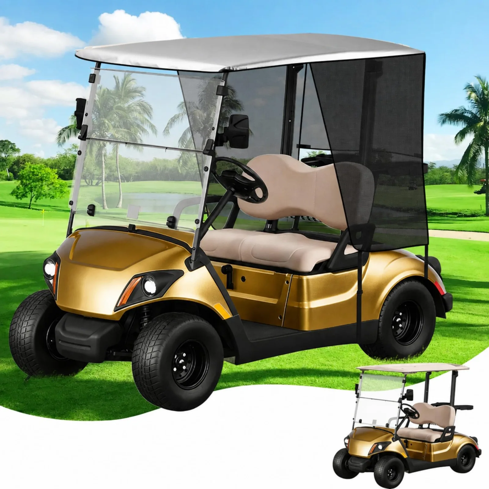 Toriexon Golf Cart Shade Cover for Club Car Precedent & E-Z-GO TXT