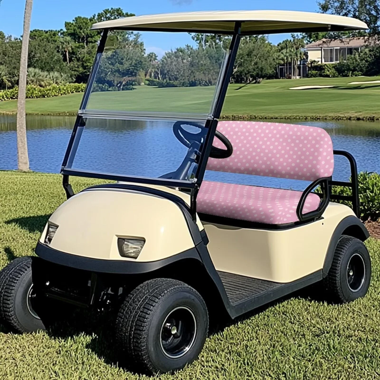 Yewattles Pink Wave Point Golf Cart Seat Cover image 2