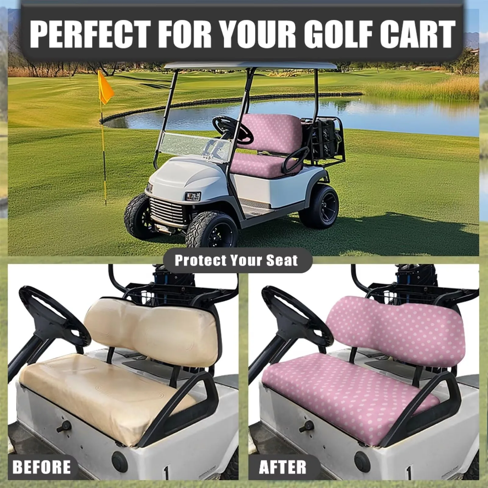 Yewattles Pink Wave Point Golf Cart Seat Cover image 4