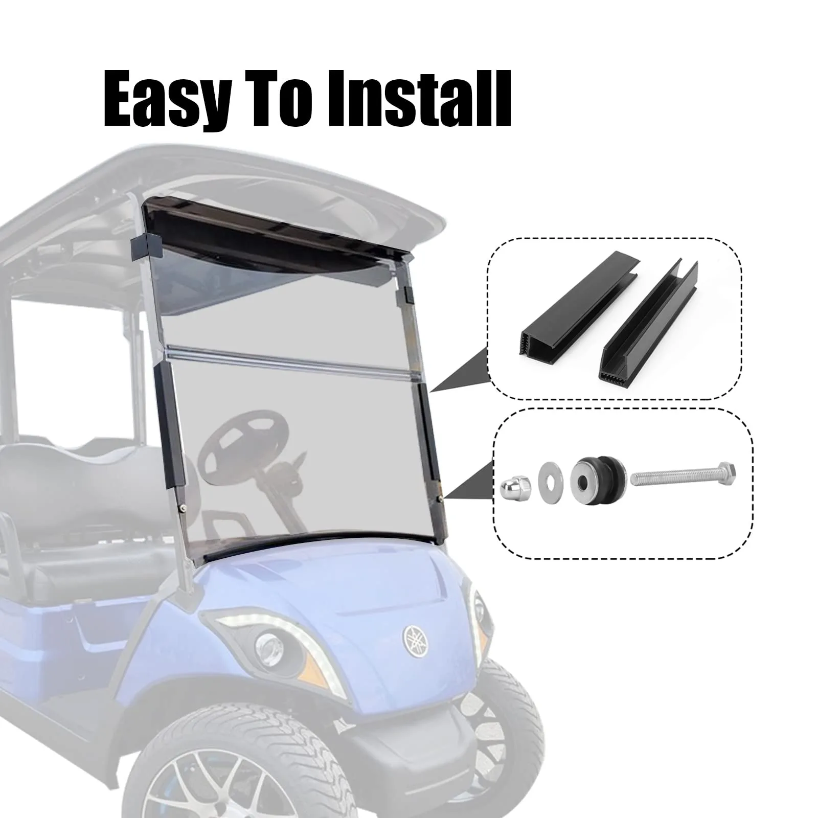 TechInovat Tinted Folding Windshield for Yamaha Drive2 / G29 — 200009 image 2