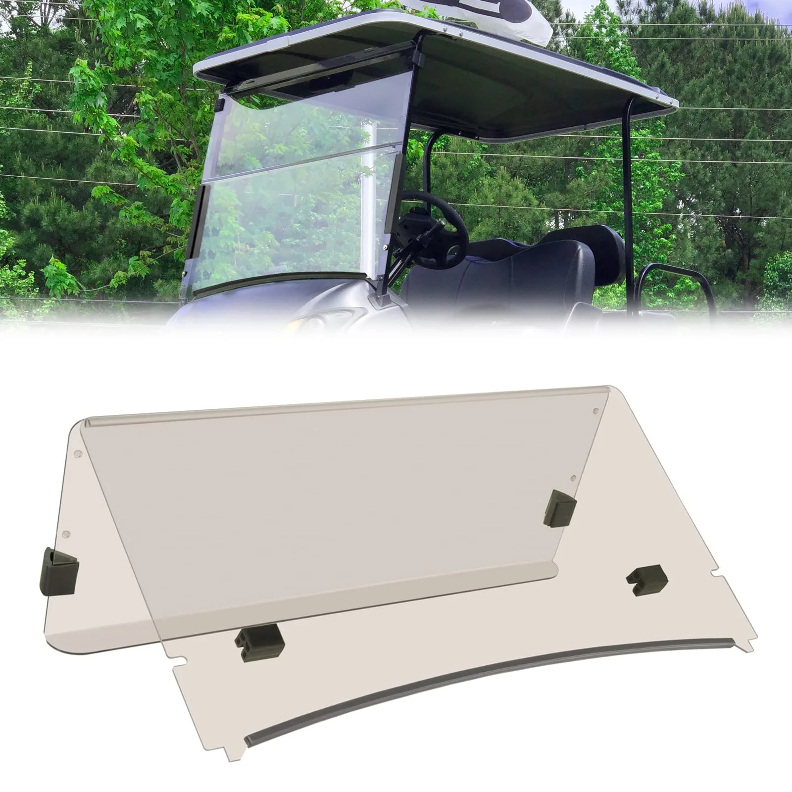 TechInovat Tinted Folding Windshield for Yamaha Drive2 / G29 — 200009
