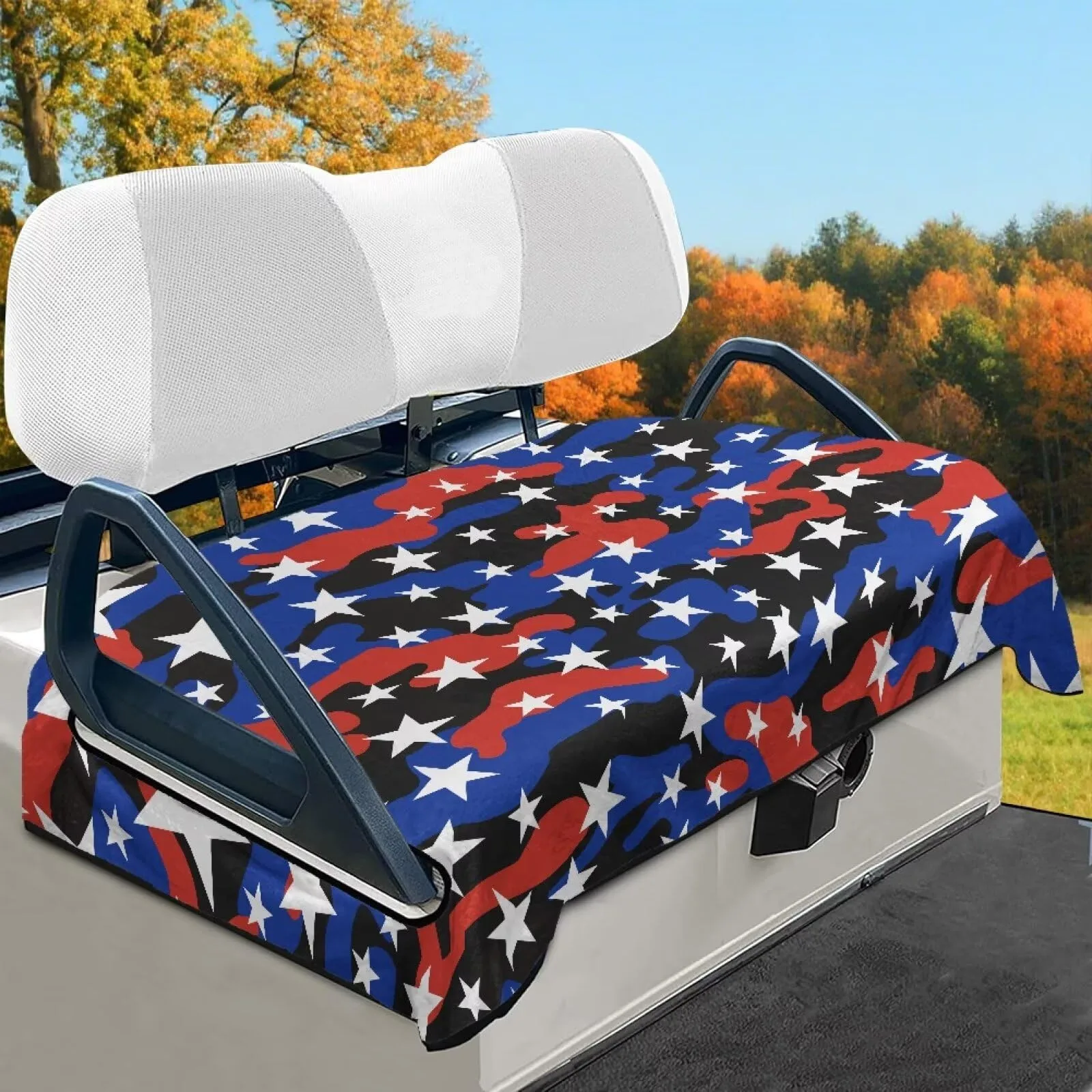Generic CZQ36-9-13 Blue & Red Camo Stars Golf Cart Seat Cover image 4