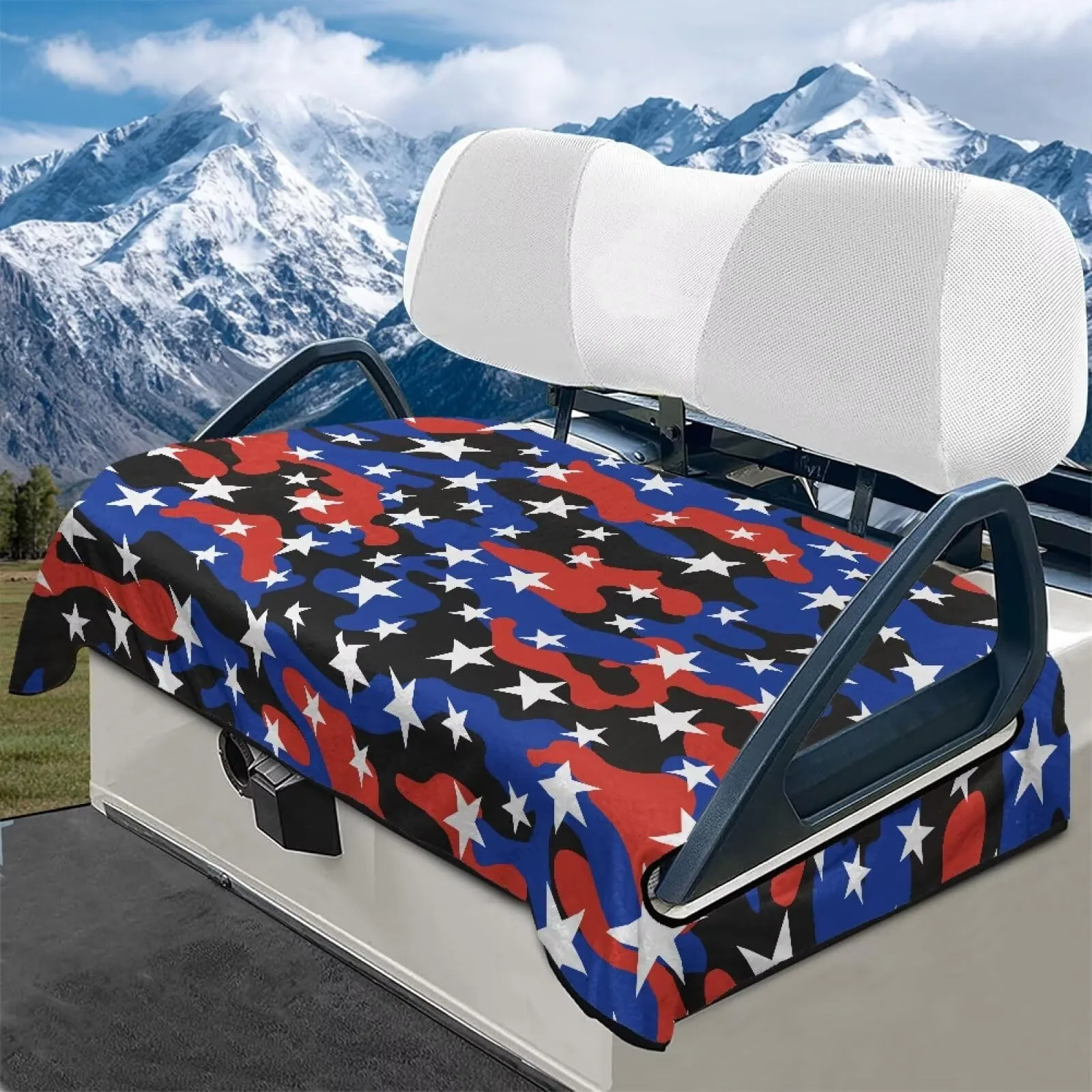 Generic CZQ36-9-13 Blue & Red Camo Stars Golf Cart Seat Cover