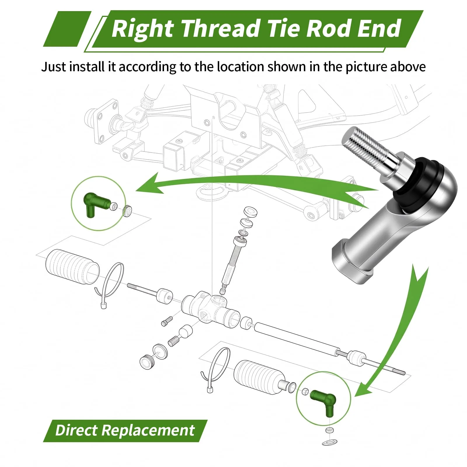 OXTOUF Tie Rod Ends for Club Car Precedent 102022601 image 4