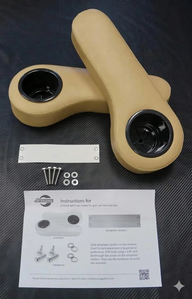 ACED Parts Tan Rear Seat Armrest Cushions with Cup Holders